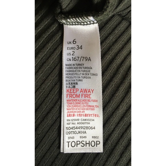 Topshop Tank Dress Green 2 Flowy Ribbed Top Tank - Picture 5 of 6